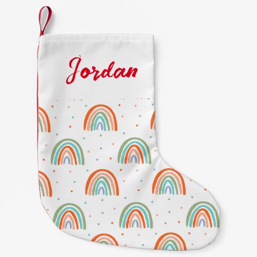 Farbenfrohe Rainbow Polka Dot Pattern Kleiner Weihnachtsstrumpf (Vorderseite)