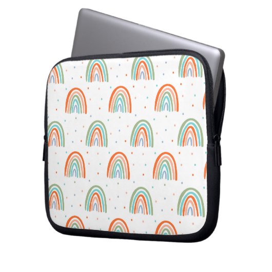 Farbenfrohe Rainbow Polka Dot Pattern Laptopschutzhülle (Vorderseite Links)