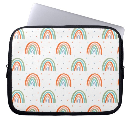 Farbenfrohe Rainbow Polka Dot Pattern Laptopschutzhülle (Vorderseite)