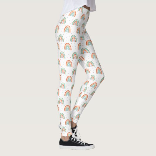 Farbenfrohe Rainbow Polka Dot Pattern Leggings (Rechts)