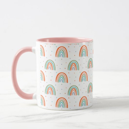 Farbenfrohe Rainbow Polka Dot Pattern Tasse (Links)