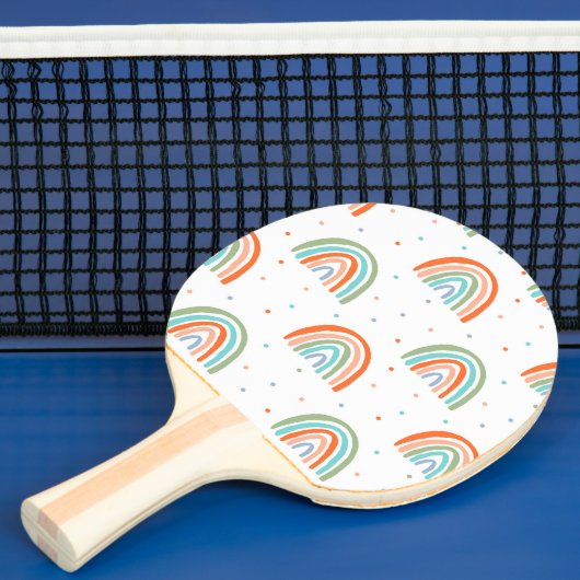 Farbenfrohe Rainbow Polka Dot Pattern Tischtennis Schläger (InSitu)
