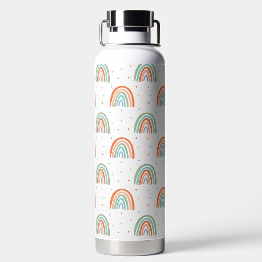Farbenfrohe Rainbow Polka Dot Pattern Trinkflasche (Rückseite)