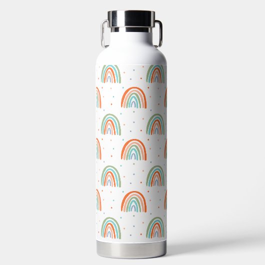 Farbenfrohe Rainbow Polka Dot Pattern Trinkflasche (Vorderseite)