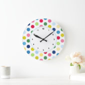Farbenfrohe Rainbow-Polka-Dot-Wanduhr Große Wanduhr (Zuhause)