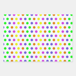 Farbenfrohe Rainbow Polka Dots Muster Geschenkpapier Set
