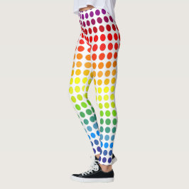 Farbenfrohe Rainbow-Polka-Punkte auf Weiß oder Far Leggings