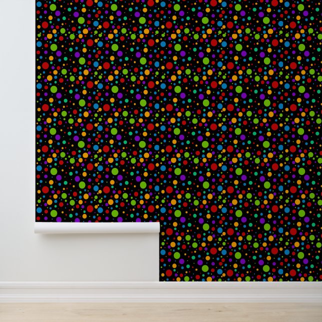 Farbenfrohe Rainbow-Polka-Punkte Tapete (Anwendung)