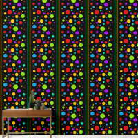 Farbenfrohe Rainbow-Polka-Punkte und -Streifen