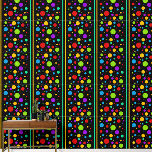 Farbenfrohe Rainbow-Polka-Punkte und -Streifen Tapete