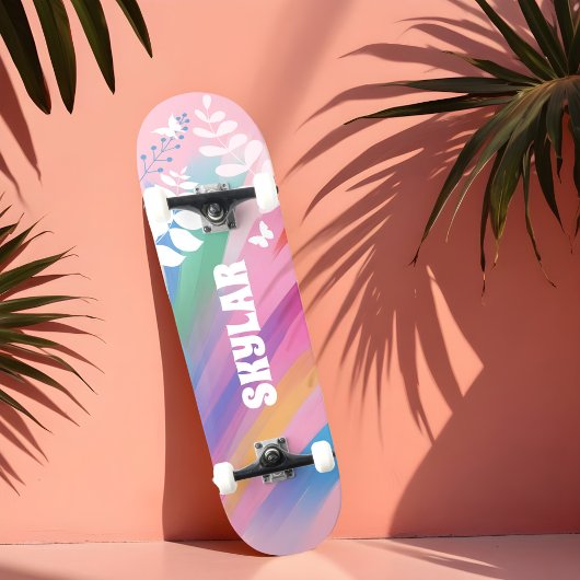 Farbenfrohe Rainbow Prix Muster floralrosa Skateboard