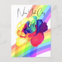 Farbenfrohe Rainbow-Rose Blume Postkarte