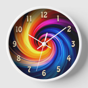 Farbenfrohe Rainbow Spiral Swirbelfarben Design Uhr