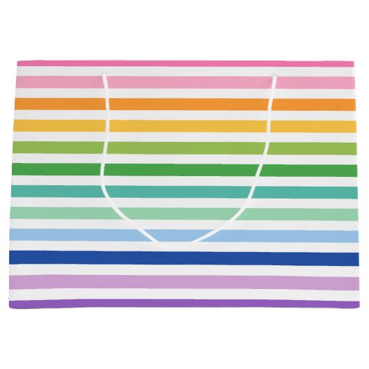 Farbenfrohe Rainbow Stripmuster Große Geschenktasc Geschenktüte (Vorderseite)