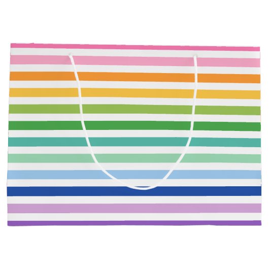 Farbenfrohe Rainbow Stripmuster Große Geschenktasc Große Geschenktüte (Rückseite)