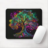 Farbenfrohe Rainbow Tree Fireflies Modernes Kunstw Mousepad (Mit Mouse)