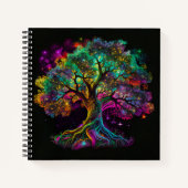 Farbenfrohe Rainbow Tree Fireflies Modernes Kunstw Notizblock (Vorderseite)