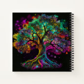 Farbenfrohe Rainbow Tree Fireflies Modernes Kunstw Notizblock (Rückseite)