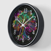 Farbenfrohe Rainbow Tree Fireflies Modernes Kunstw Uhr (Winkel)