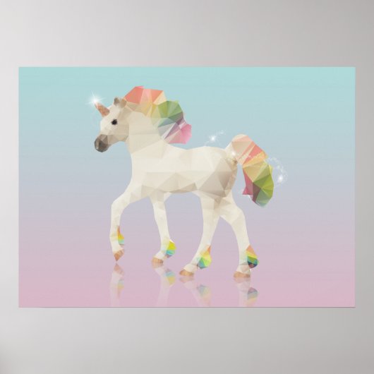Farbenfrohe Rainbow Unicoron Polygon - Poster Prin (Vorne)