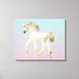 Farbenfrohe Rainbow Unicoron Polygon - Wrapped Can Leinwanddruck