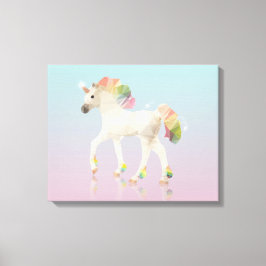 Farbenfrohe Rainbow Unicoron Polygon - Wrapped Can Leinwanddruck