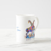 Farbenfrohe Rainbow WasserfarbenGiraffen Personali Porzellantasse (Vorderseite Rechts)