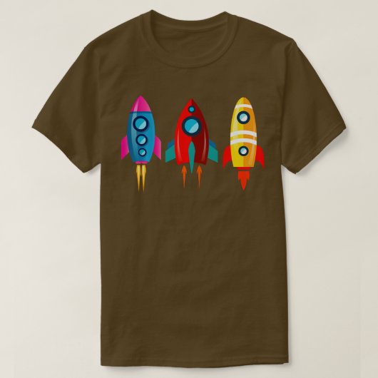 Farbenfrohe Raketenschiffe Astronaut Langschläfer T-Shirt (Design vorne)