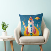 Farbenfrohe Raketenstart im pulsierenden Cartoon Kissen (Stuhl )