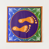 Farbenfrohe Rangoli mit Footprint Wandteppich (Vorderseite (Horizontal))