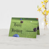 Farbenfrohe Rasenbowls zum Geburtstag, Karte (Gelbe Blume)