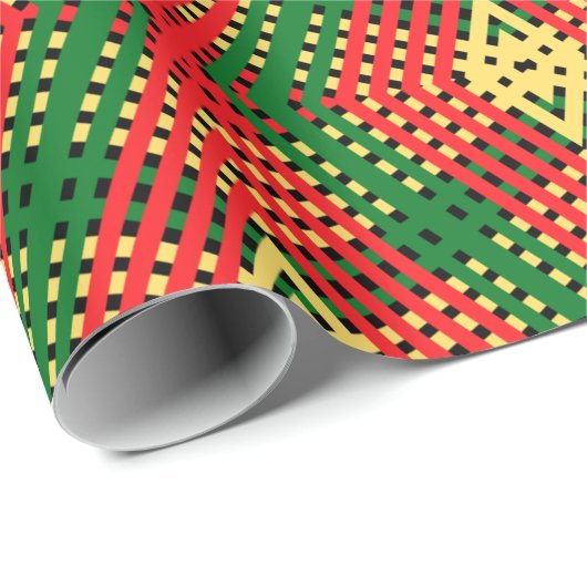 Farbenfrohe Rasta Diamond Design Wrapping Paper Geschenkpapier (Rolleneckpunkt)
