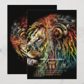 Farbenfrohe Rasta Lion mit Kopfhörern Einladung (Vorne/Hinten)