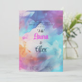 Farbenfrohe, rauchige Einladung zur Hochzeit (Stehend Vorderseite)