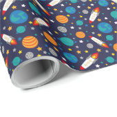 Farbenfrohe Raumerlebnismuster - Raketen, P Geschenkpapier (Rolleneckpunkt)