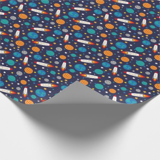 Farbenfrohe Raumerlebnismuster - Raketen, P Geschenkpapier (Ecke)