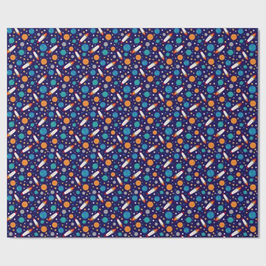 Farbenfrohe Raumerlebnismuster - Raketen, P Geschenkpapier (Flach)