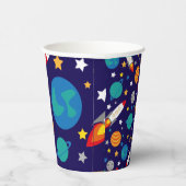 Farbenfrohe Raumerlebnismuster - Raketen, P Pappbecher (Rechts)