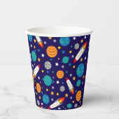 Farbenfrohe Raumerlebnismuster - Raketen, P Pappbecher (Vorderseite)