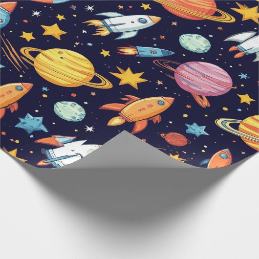 Farbenfrohe Raumforschung Geschenkpapier (Ecke)