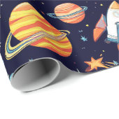 Farbenfrohe Raumforschung Geschenkpapier (Rolleneckpunkt)