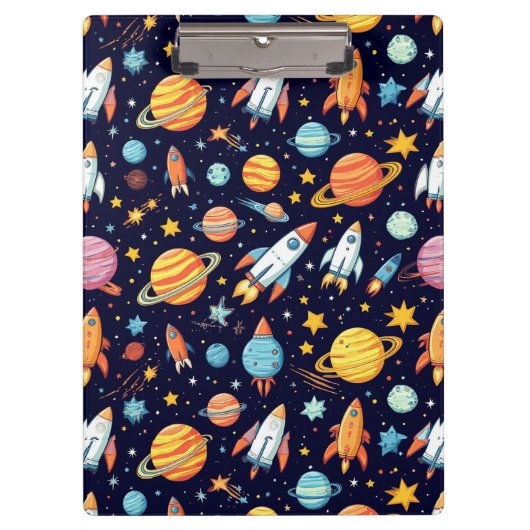 Farbenfrohe Raumforschung Klemmbrett (Vorderseite)