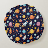 Farbenfrohe Raumforschung Rundes Kissen (Rückseite)
