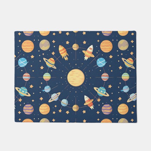 Farbenfrohe Raumgestaltung mit Planeten Fußmatte (Vorderseite)