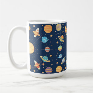 Farbenfrohe Raumgestaltung mit Planeten Kaffeetasse