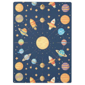 Farbenfrohe Raumgestaltung mit Planeten Klemmbrett (Rückseite)