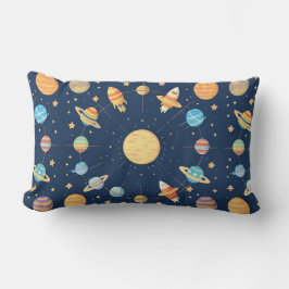 Farbenfrohe Raumgestaltung mit Planeten Lendenkissen