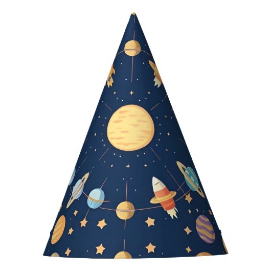 Farbenfrohe Raumgestaltung mit Planeten Partyhütchen (Vorderseite)