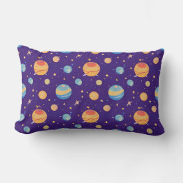Farbenfrohe Raumgestaltung mit Planeten, Sternen Lendenkissen