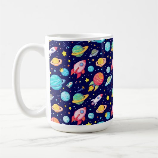 Farbenfrohe Raummuster für Cartoon Kaffeetasse (Links)